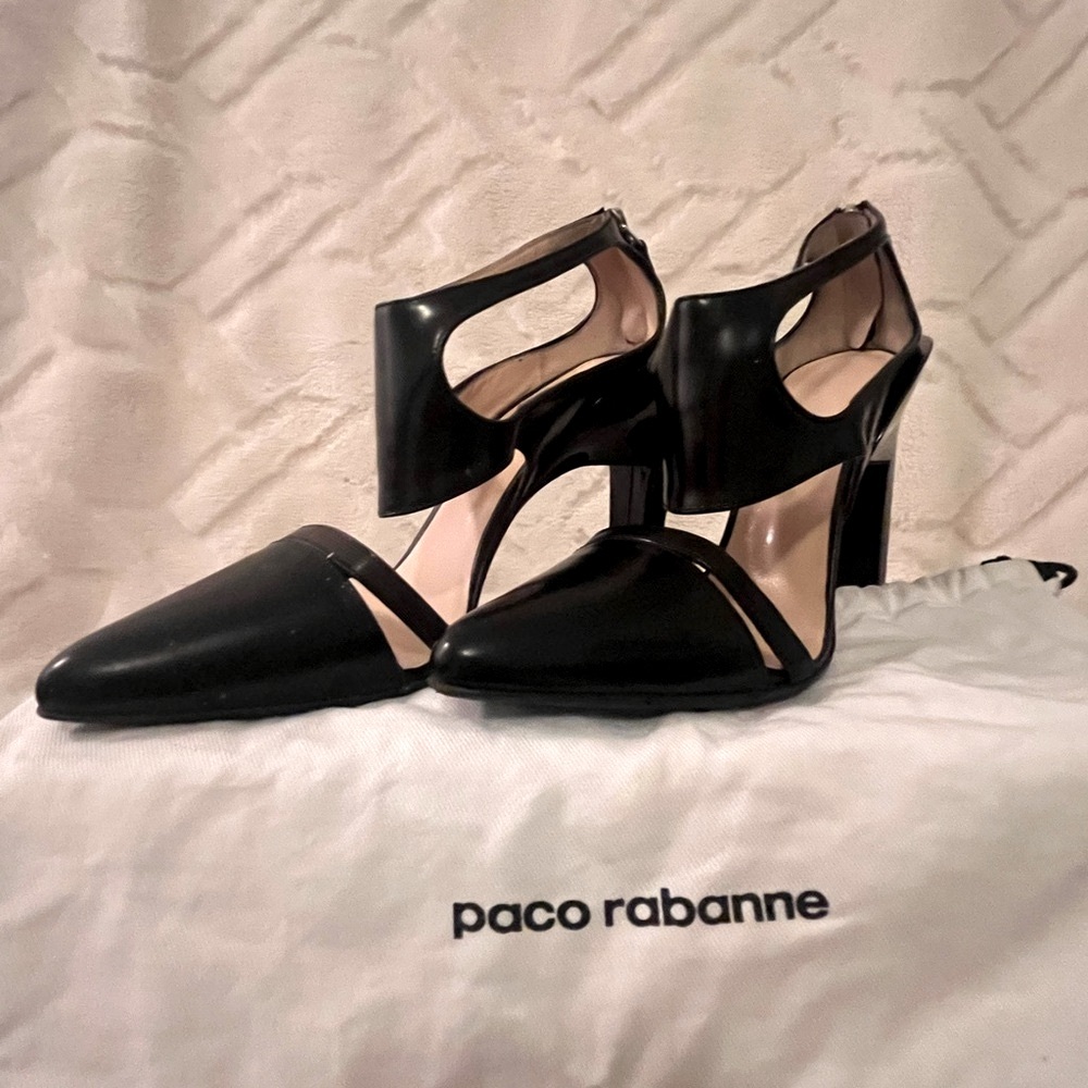 Couture Paco Rabanne size 7.  One of a kind sexy black heels.